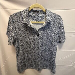 Bad Birdie Navy and White Floral Polo